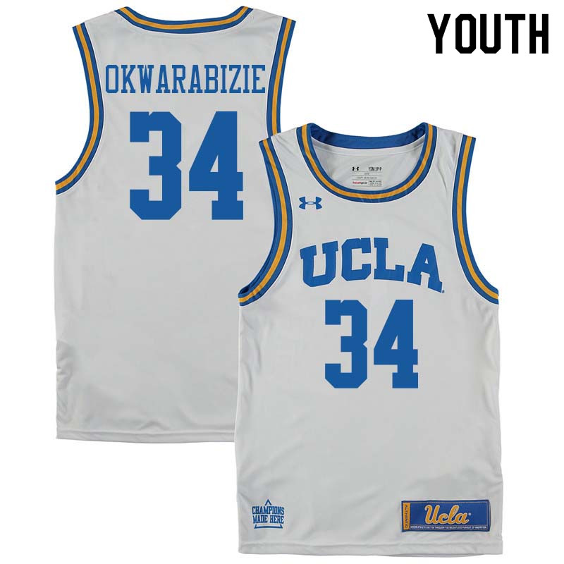 Youth #34 Ikenna Okwarabizie UCLA Bruins College Basketball Jerseys Sale-White - Click Image to Close